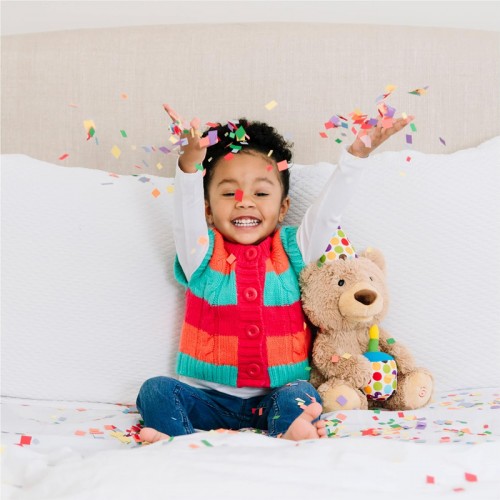 Gund Happy Birthday Bear Animated Plush Toy 14"| 0 months+ | Peek-a-boo Plush Toy | Baby Soft Toy | Stuffed Toy